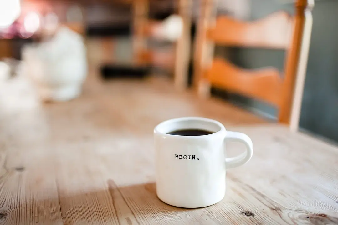 White mug on a wooden table